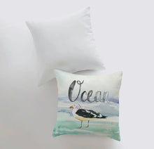Load image into Gallery viewer, Watercolor Seagull Accent Pillow- 12” x 12”
