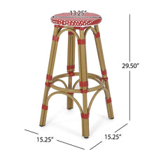 Load image into Gallery viewer, Red French Backless Barstool- S/2
