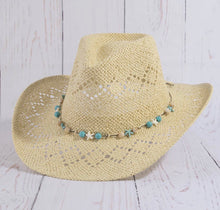 Load image into Gallery viewer, Turquoise Bead Shell Band Cowboy Hat
