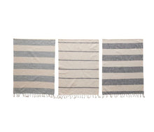 Load image into Gallery viewer, Stripes &amp; Tassels Cotton Kitchen Towel- S/3
