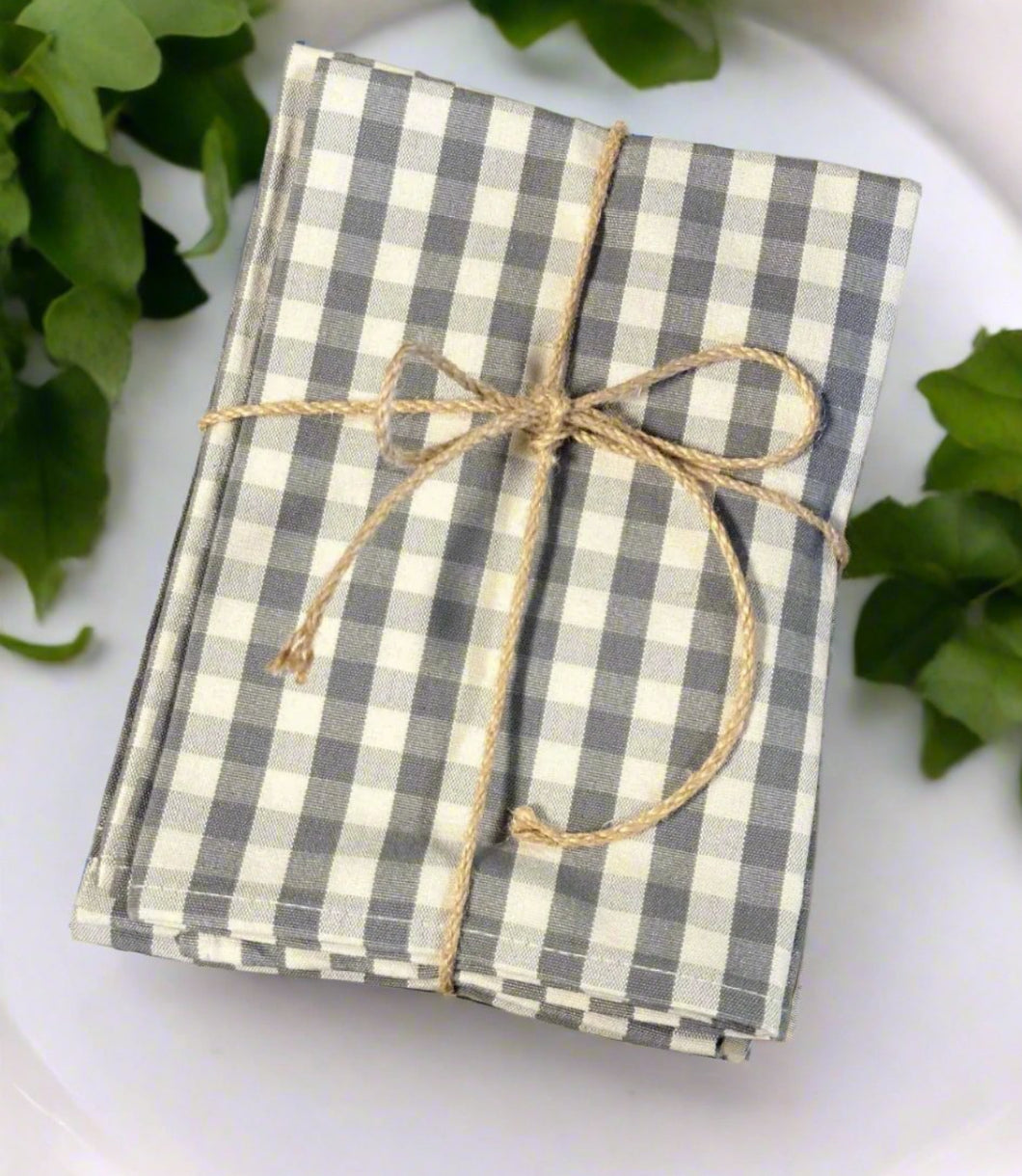 Gray Ticking Napkins- Set/4
