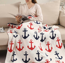 Load image into Gallery viewer, Nautical Anchor Sherpa Blanket
