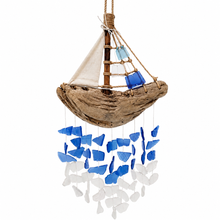 Load image into Gallery viewer, Driftwood Sailboat Glass Wind Chime Collection
