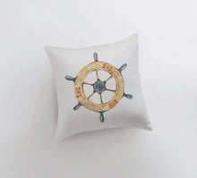 Load image into Gallery viewer, Ship Wheel Accent Pillow- 8” x 8”

