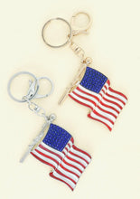 Load image into Gallery viewer, Rhinestone Pave Flag Keychain Collection
