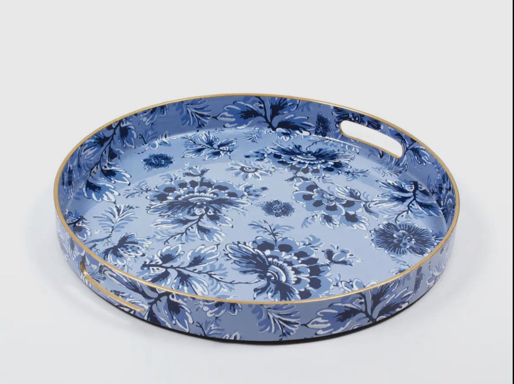 Blue Perennial Round Tray