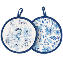 Load image into Gallery viewer, Blue Floral Hot Pad Set

