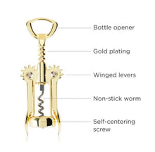 Load image into Gallery viewer, Gold-Plated Winged Corkscrew &amp; Bottle Opener

