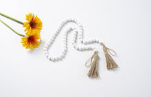 Load image into Gallery viewer, White Wood Beaded Garland w/ Tassel
