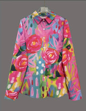 Load image into Gallery viewer, Flower Print Button Up Shirt- M
