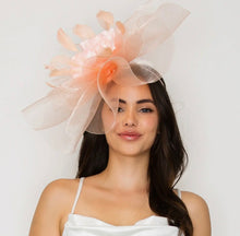 Load image into Gallery viewer, Peach Fascinator Flower w/ Clip
