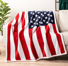 Load image into Gallery viewer, Sherpa Fleece American Flag Blanket
