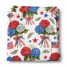 Load image into Gallery viewer, Hydrangea 4th of July Waffle Dish Towel
