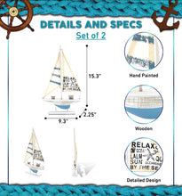 Load image into Gallery viewer, Nautical Aqua Sailboat Decor
