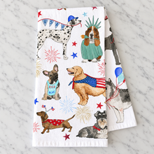 Load image into Gallery viewer, Patriotic Dogs Flour Sack Dish Towel
