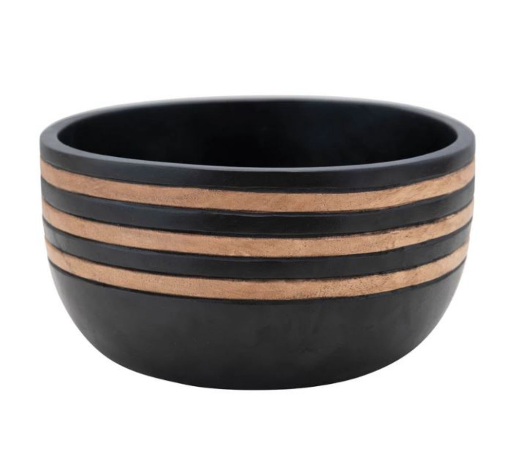 Mango Wood Bowl W/ Stripes