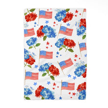 Load image into Gallery viewer, R/W/B Hydrangeas Kitchen Waffle Towel
