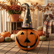 Load image into Gallery viewer, Spooktacular Metal Jack-O-Lantern Pumpkin
