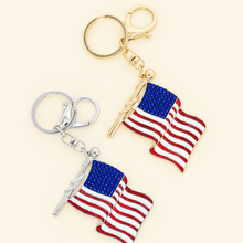 Load image into Gallery viewer, Rhinestone USA Flag Keychain Collection
