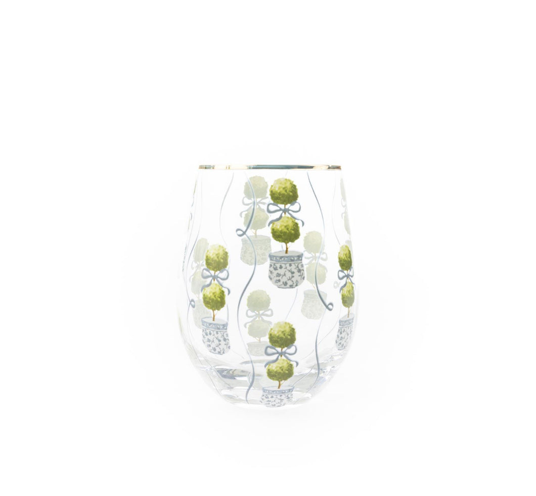 Topiary Stemless Wine Glass