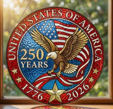 Load image into Gallery viewer, 250th Anniversary Stained Glass Suncatcher 6"
