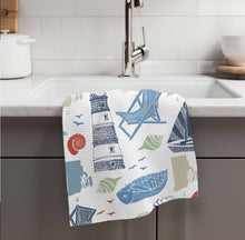 Load image into Gallery viewer, Nautical Lighthouse Kitchen Waffle Towel
