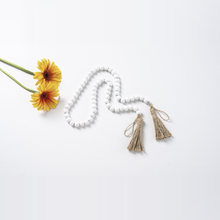 Load image into Gallery viewer, White Wood Beaded Garland w/ Tassel
