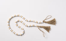Load image into Gallery viewer, Natural/White Wood Beaded Garland w/ Tassel
