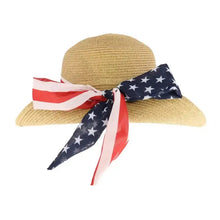 Load image into Gallery viewer, Flag Ribbon Woven Sun Hat
