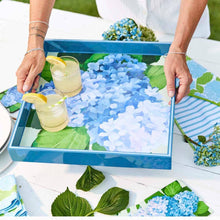 Load image into Gallery viewer, Hydrangea Square Lacquer Serving Tray 15"
