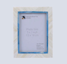 Load image into Gallery viewer, Chevron Blue &amp; White Bone Inlay Picture Frame
