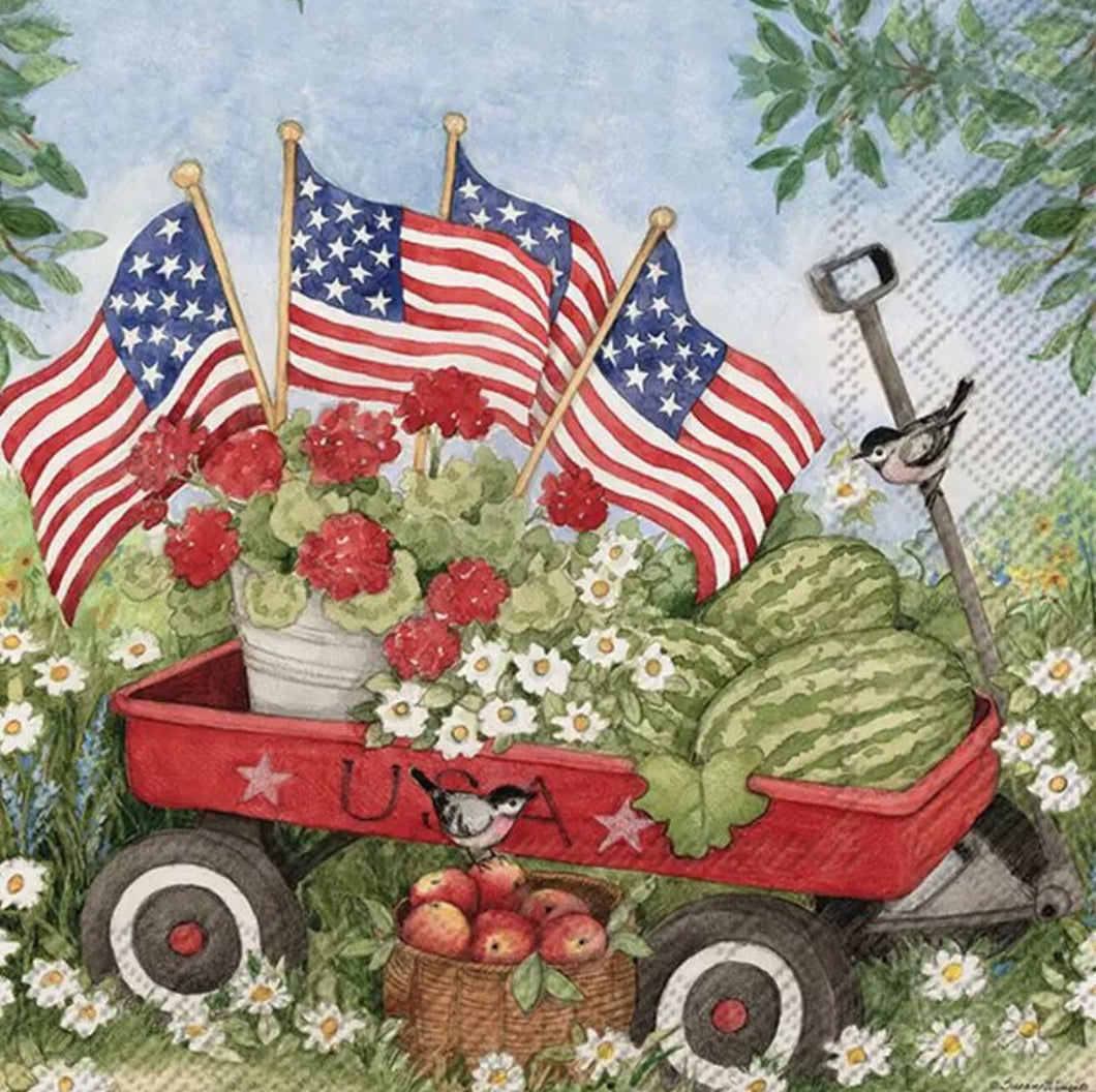 Patriotic Wagon Paper Napkins