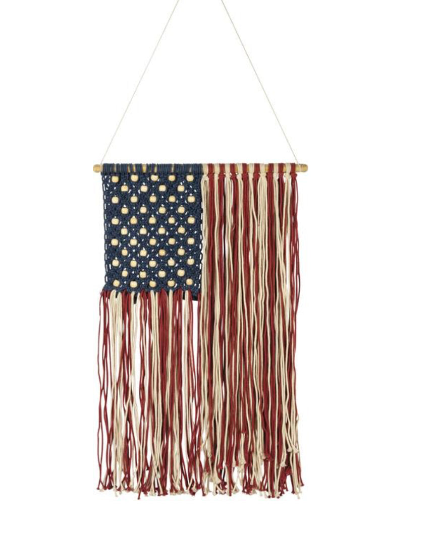 Macrame American Flag Wall Hanging