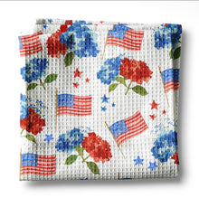 Load image into Gallery viewer, R/W/B Hydrangeas Kitchen Waffle Towel
