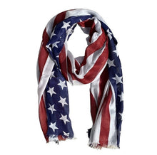 Load image into Gallery viewer, Fringe Edge American Flag Scarf
