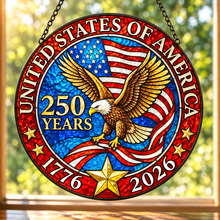 Load image into Gallery viewer, 250th Anniversary Stained Glass Suncatcher 6"
