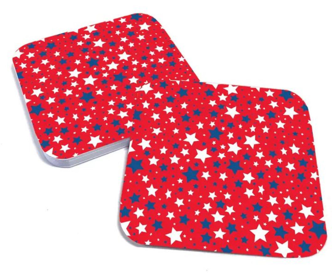 Red White & Blue Stars Paper Coasters