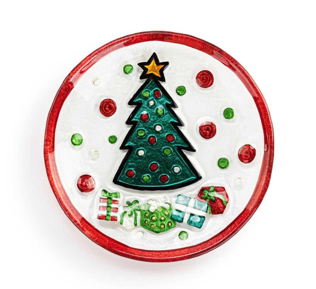 Christmas Tree Round Glass Plate