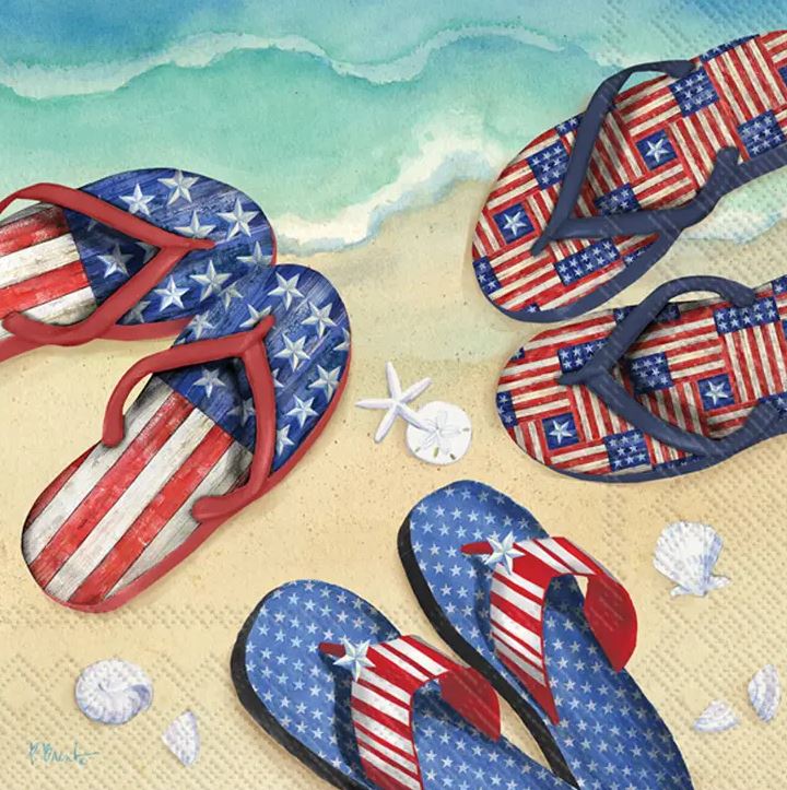 Americana Beach Flip Flop Paper Cocktail Napkins