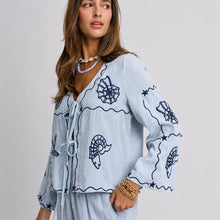Load image into Gallery viewer, Blue Shell Embroidered Top
