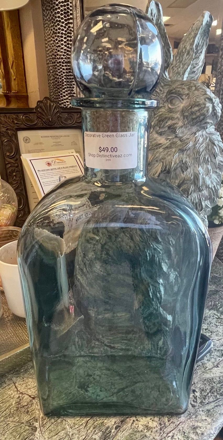 Green Glass Jar W/ Plug