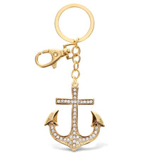 Load image into Gallery viewer, Gold Sparkling Rhinestone Anchor Keychain/Charm
