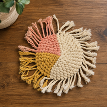Load image into Gallery viewer, Macrame Color Block Coaster Collection
