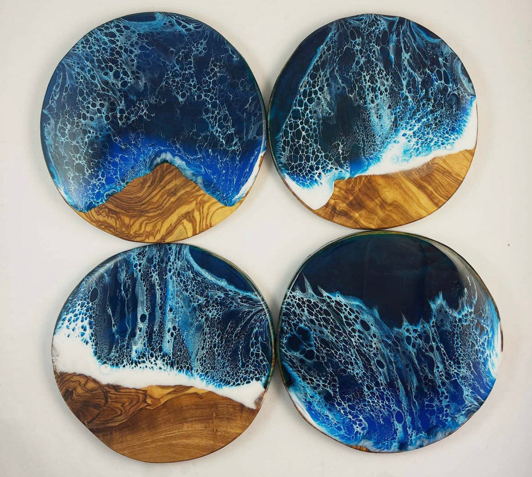 Ocean Decorated Wood Coaster