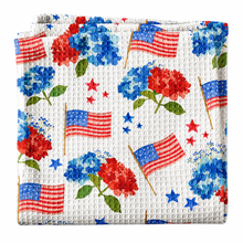 Load image into Gallery viewer, R/W/B Hydrangeas Waffle Dish Towel
