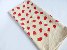 Load image into Gallery viewer, Strawberry Hand Printed Kitchen Dish Towel
