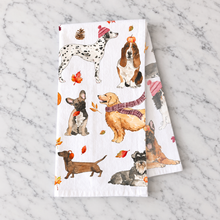 Load image into Gallery viewer, Cozy Fall Dogs Kitchen Dish Towel
