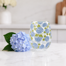 Load image into Gallery viewer, Hydrangea Stemless Wine Glass
