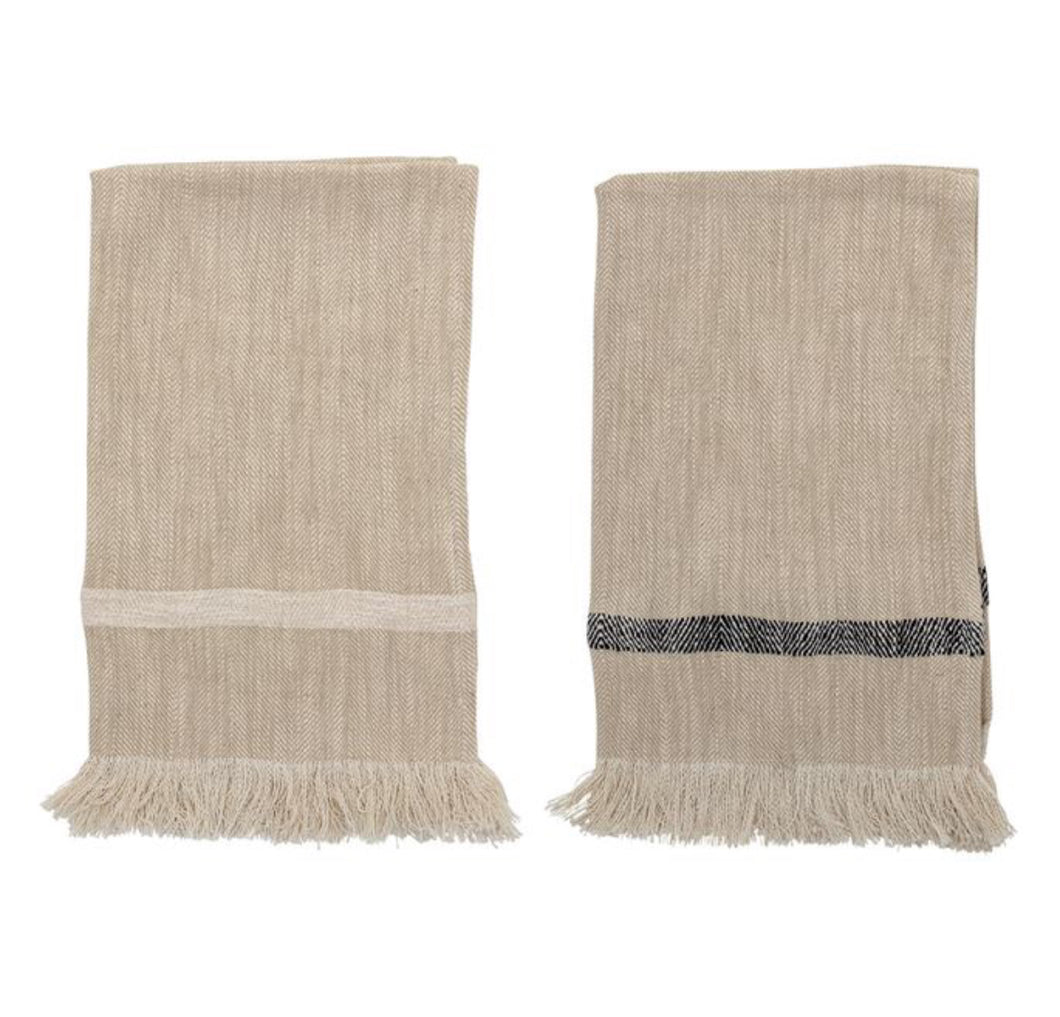 Cotton Fringe Tea Towels - Set/2