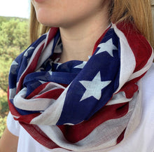 Load image into Gallery viewer, Fringe Edge American Flag Scarf
